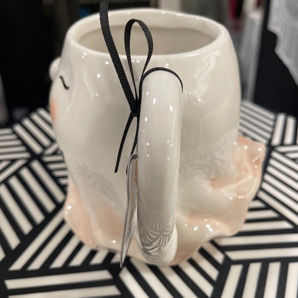 Pink Halloween Ghost Yawning Boo Ceramic Coffee Mug Blue Sky Clayworks NWT - Picture 2 of 6